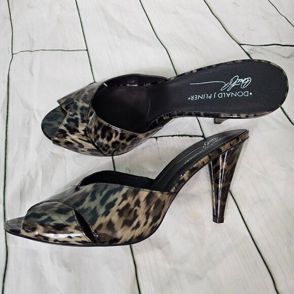 DONALD J PLINER Feigel Leopard Print Heels Slides~Size 11 M - Picture 2 of 11